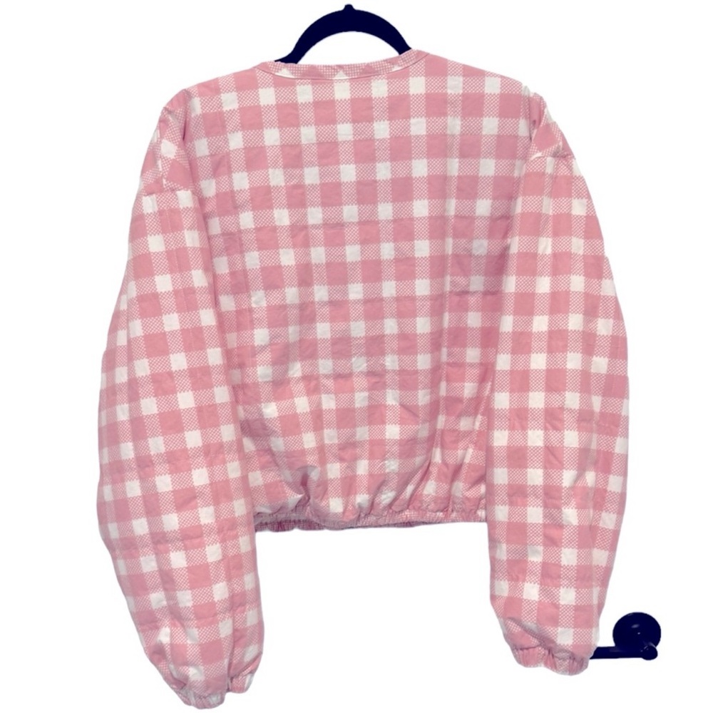 NWT Urban Outfitters Puff Jacket Pink and White Checkered Zip-Up Jacket - Picture 2 of 9